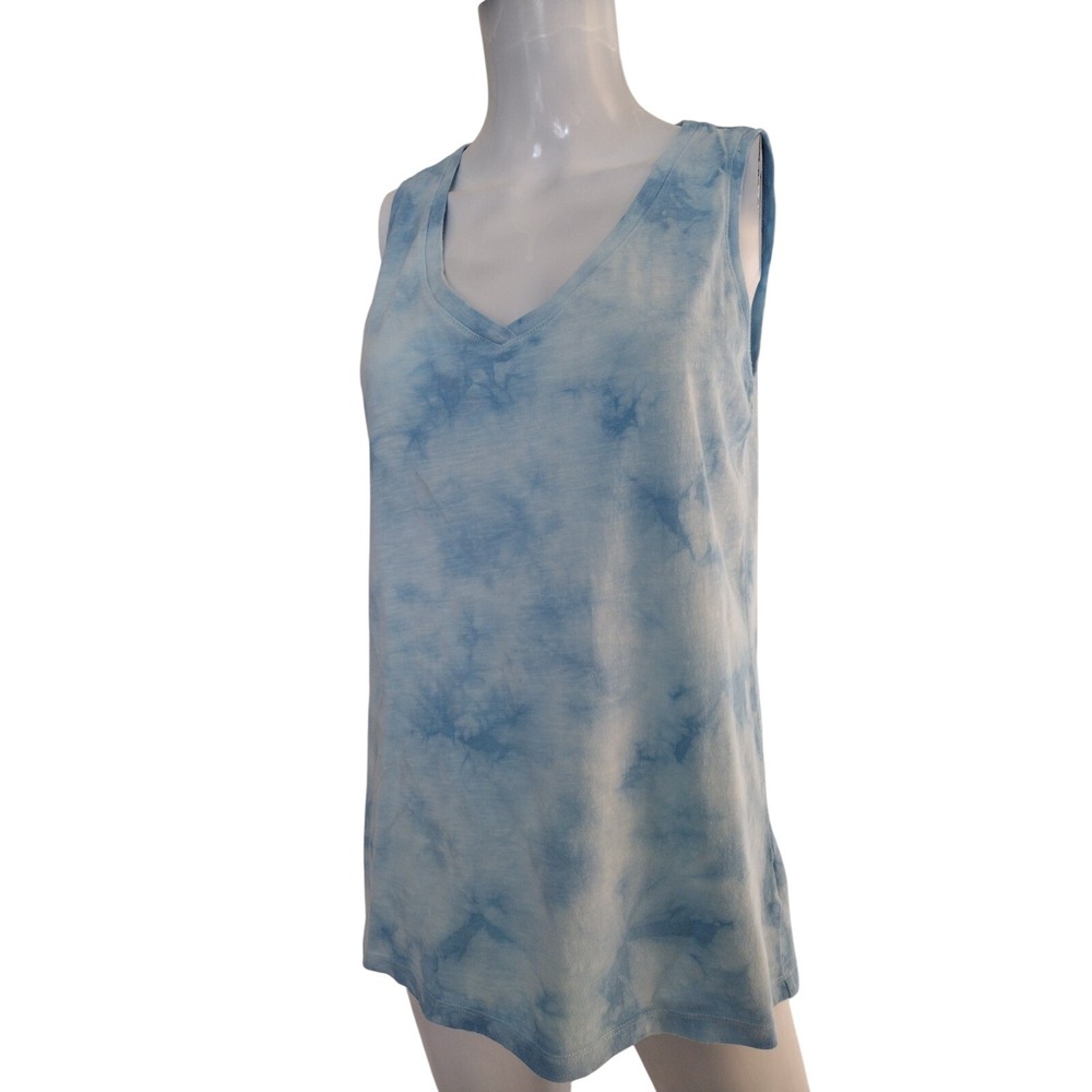 Time And Tru Tank Women S 4-6 Tie Dye Blue Paradise‎ V Neck Sleeveless Lounge